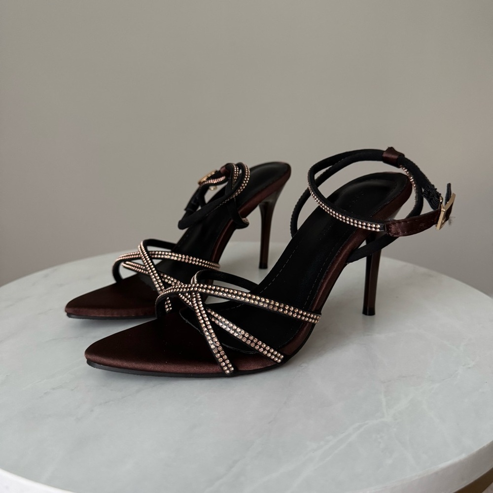 Brown high heel sandals